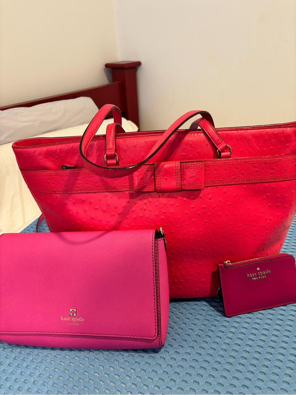 kate spade Hot Pink and Fuchsia Tote with Matching Wallet and Crossbody Bundle